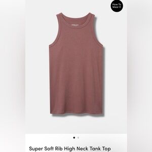 Super soft rib high neck tank top